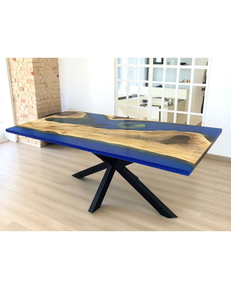 Esstisch aus Edelholz und Epoxidharz 180 cm - Modell Fogo
