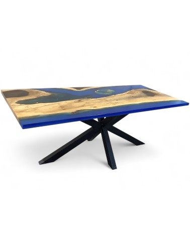 Esstisch aus Edelholz und Epoxidharz 180 cm - Modell Fogo