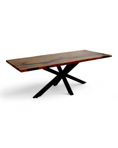 Table en bois et résine noire 225 cm - modèle Pemba