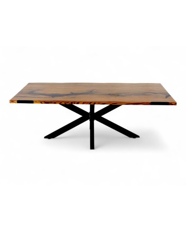 Table en bois et résine noire 225 cm - modèle Pemba