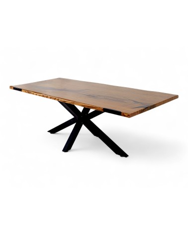 Table en bois et résine noire 225 cm - modèle Pemba