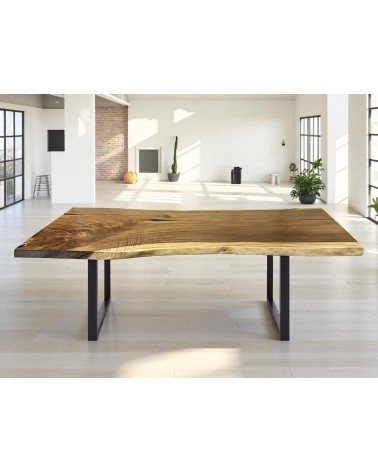 Table en bois de Suar et résine noire 204 cm - modèle Comore