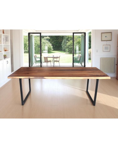 Tisch aus massivem Suar Holz 230 cm mit U-Füsse - Modell Galaxite