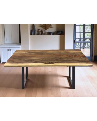 Table bois verni 180 cm avec pieds U - modèle Météorite