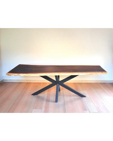 Table en Suar naturel et inclusion de résine 236 cm - modèle Ardoise