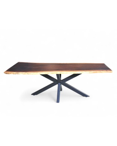Table en Suar naturel et inclusion de résine 236 cm - modèle Ardoise
