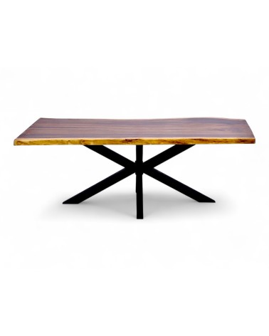 Table bois de Suar et pied métal 208 cm - modèle Halloula