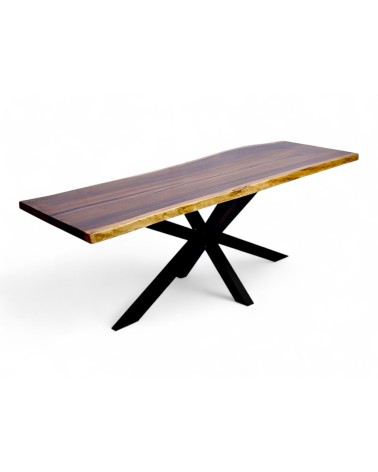Table bois de Suar et pied métal 208 cm - modèle Halloula