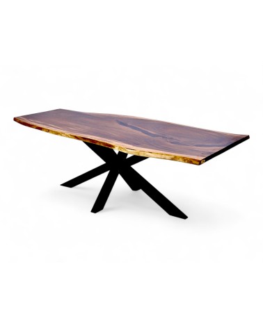 Table à dîner en bois de Suar massif et résine 218 cm - modèle Ischia