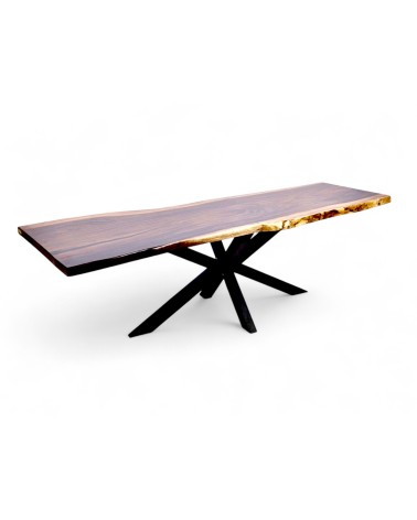 Table en bois et incursion de résine fumée 254 cm - modèle Mers du Sud