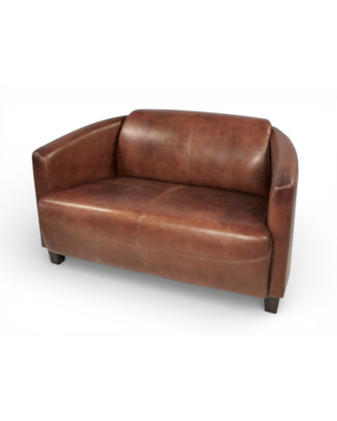 Clubsofa aus braunem Leder Bryan Seitenansicht