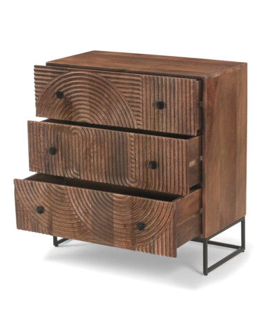 Holzkommode Cazadeco mit geöffneten Schubladen