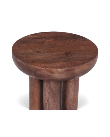 Détail du plateau en bois massif de manguier – table d’appoint Ravi