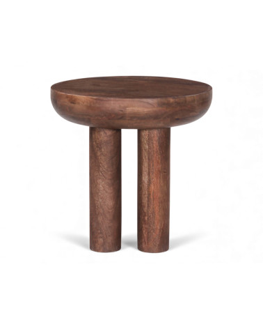 Detailansicht der Tischplatte aus massivem Mangoholz – Beistelltisch Ravi