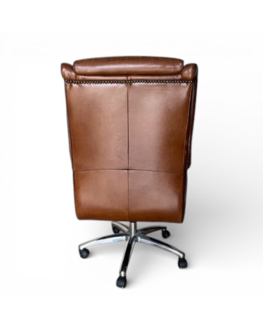 Vue arrière du fauteuil de bureau Amadeus en cuir marron
