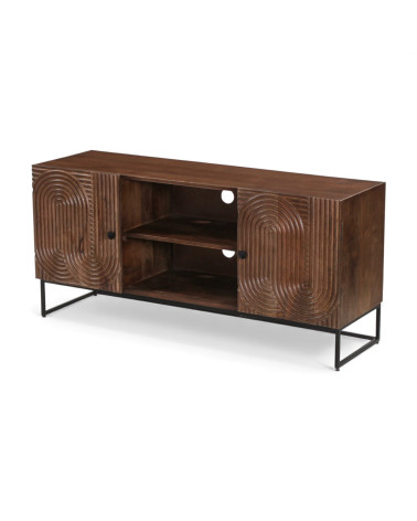 Seitliche Ansicht des TV-Boards Kiran aus massivem Mangoholz