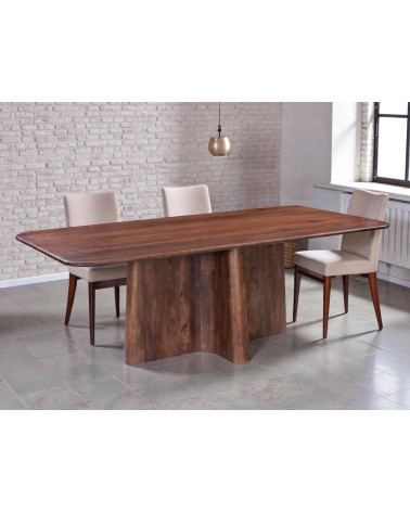 Table de repas Dev en bois massif de manguier mise en situation dans une salle à manger