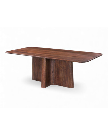 Table de salle à manger Dev en bois massif de manguier – vue en perspective