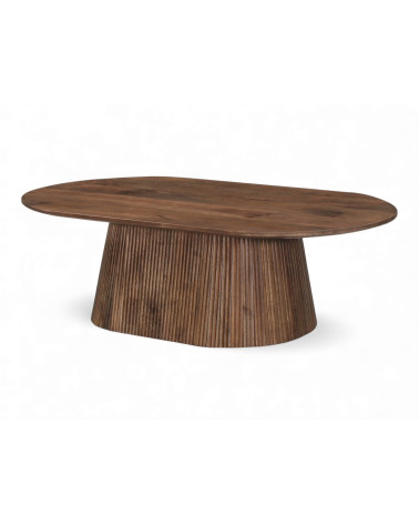 Table basse ronde en manguier massif Armaan – vue en perspective