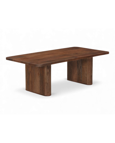 Table basse rectangulaire Armaan en bois de manguier massif – vue en perspective