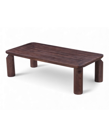 Seitenansicht des Couchtischs Varun aus massivem Mangoholz