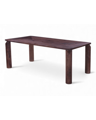 Table Varun en bois de manguier – vue en perspective mettant en valeur les lignes droites