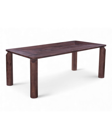 Vue latérale de la table Varun en bois massif de manguier