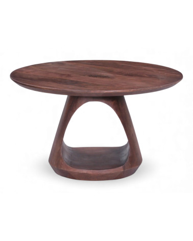 Table basse Iyla sculpturale en bois massif de manguier foncé