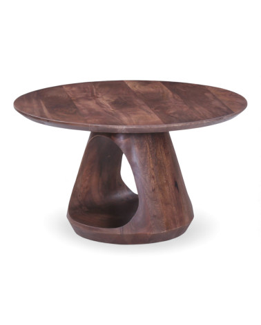 Table basse Iyla en bois massif de manguier foncé – vue en perspective