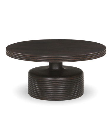 Table basse ronde Raghav en bois massif de manguier au design sculptural