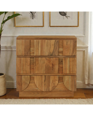 Design-Kommode Anand aus massivem Akazienholz in stilvollem Wohnambiente