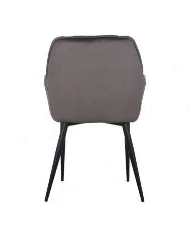 Vue arrière de la chaise Mildred en velours gris capitonné