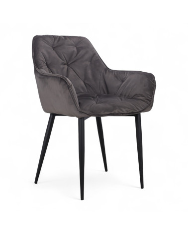 Chaise Mildred en velours gris – vue en perspective