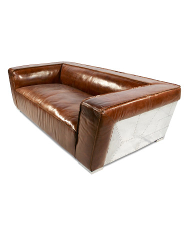 Aviator Sofa aus braunem Vintage-Leder – Perspektivansicht hinten – Modell Isahia