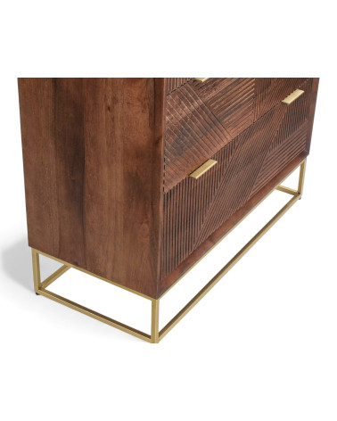 Detail Kommode Mango Massivholz mit Metallgestell