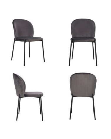 Différentes vues de la chaise en velours gris et métal noir Newcastle