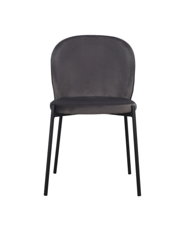Chaise en velours gris collection Newcastle vue de face