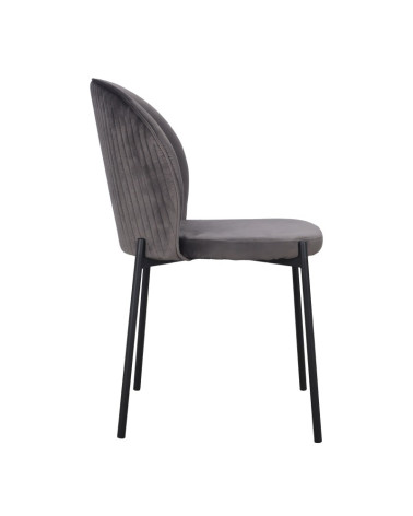 Chaise en velours gris Newcastle vue de profil avec ligne épurée