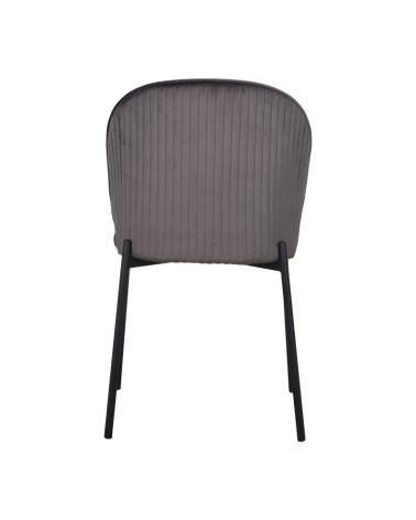 Vue arrière de la chaise en velours gris avec coutures verticales
