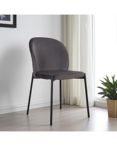 Stuhl aus grauem Samt und schwarzem Metall Kollektion Newcastle in stilvollem Interieur
