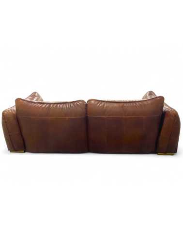 Vue arrière canapé cuir vintage marron