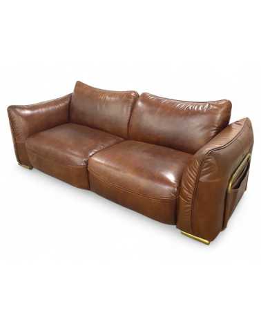 Design Ledersofa Braun Vintage Stil