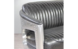 Sofa 2 Sitzer und 2 Aviator Sessel "Chuck" in Schwarze Vintage Leder