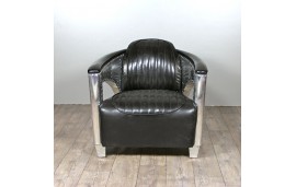 Sofa 2 Sitzer und 2 Aviator Sessel "Chuck" in Schwarze Vintage Leder