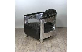 Sofa 2 Sitzer und 2 Aviator Sessel "Chuck" in Schwarze Vintage Leder