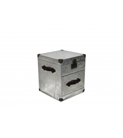 Schrank "Aviator" Braun Leder und Aluminium