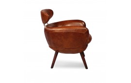 Fauteuil cuir marron vintage - collection Sixtees
