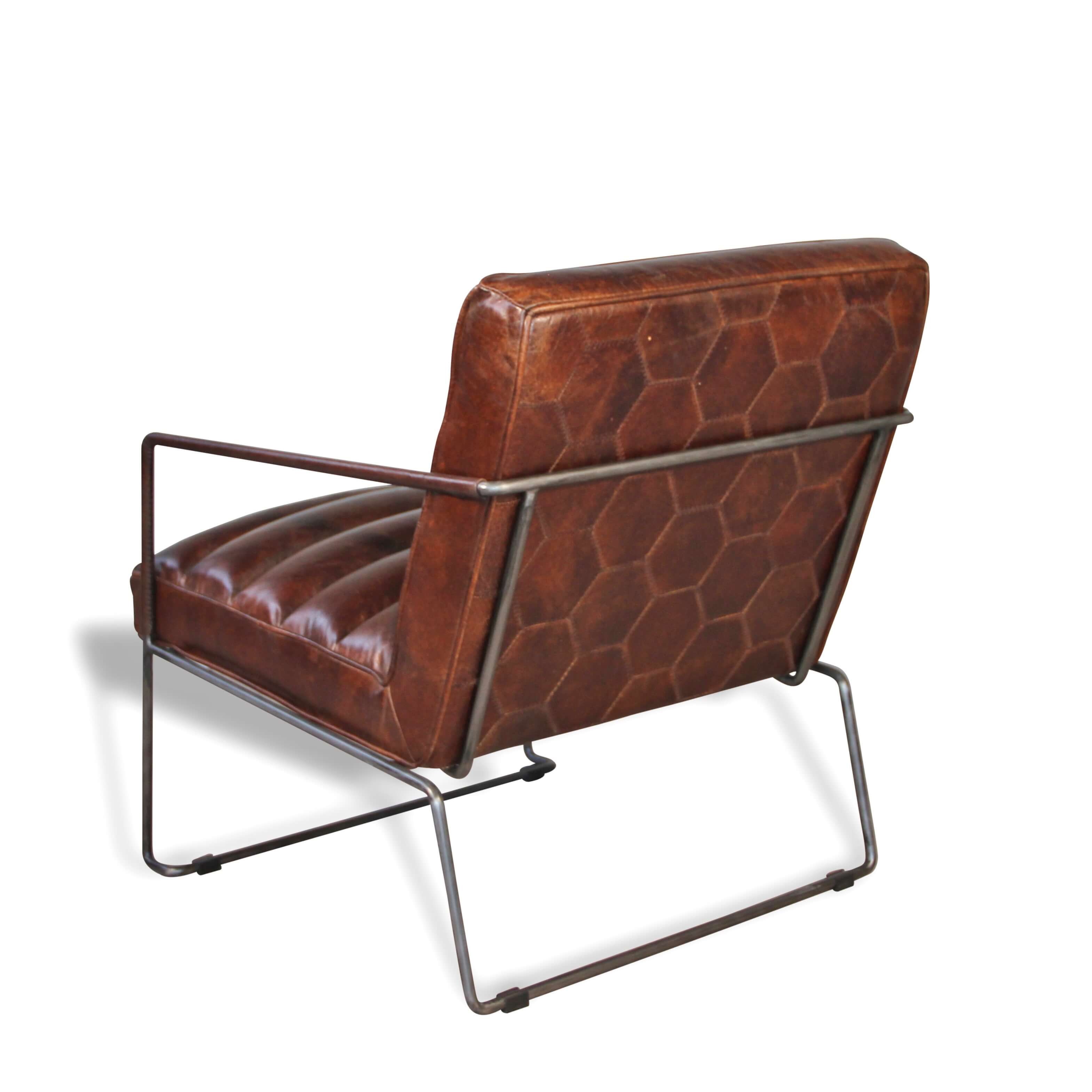 Sessel In Patina vintage Braun Leder und Metall