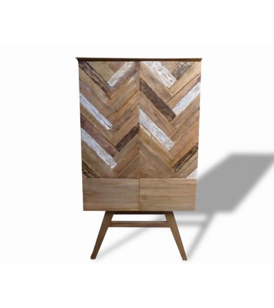 Hohes Buffet aus recyceltem buntem Teakholz 