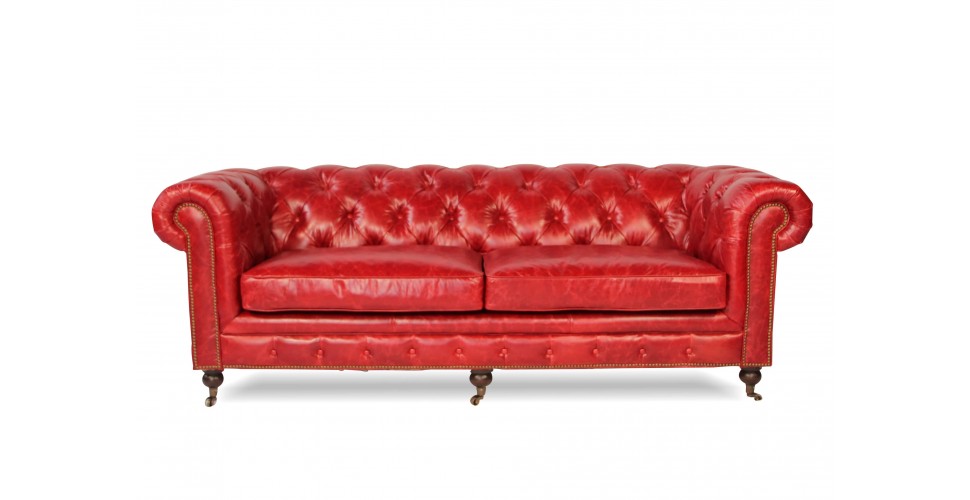 Canapé Chesterfield Cuir vintage rouge "The First" 